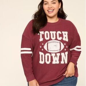 Lane Bryant Sequin Touchdown Graphic Sweatshirt Size‎ 14/16 Maroon NWT